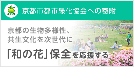 京都市都市緑化協会への寄附
        はこちらから 京都の生物多様性、共生文化を次世代に 「和の花」保全を応援する